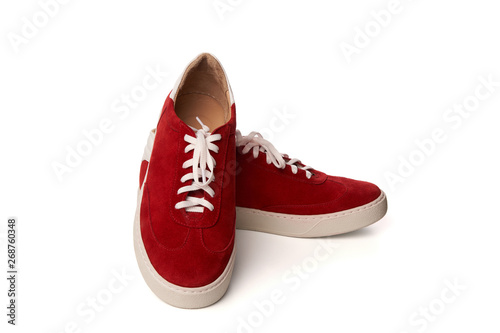 Red casual suede shoes