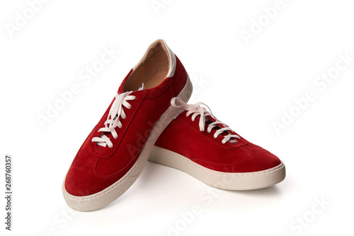 Red casual suede shoes