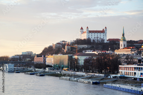 Photography Bratislava castle and the city panorama, Slovakia