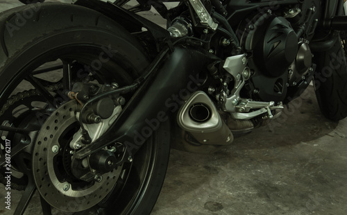 motorbike rear wheel closeup