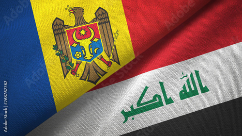 Moldova and Iraq two flags textile cloth