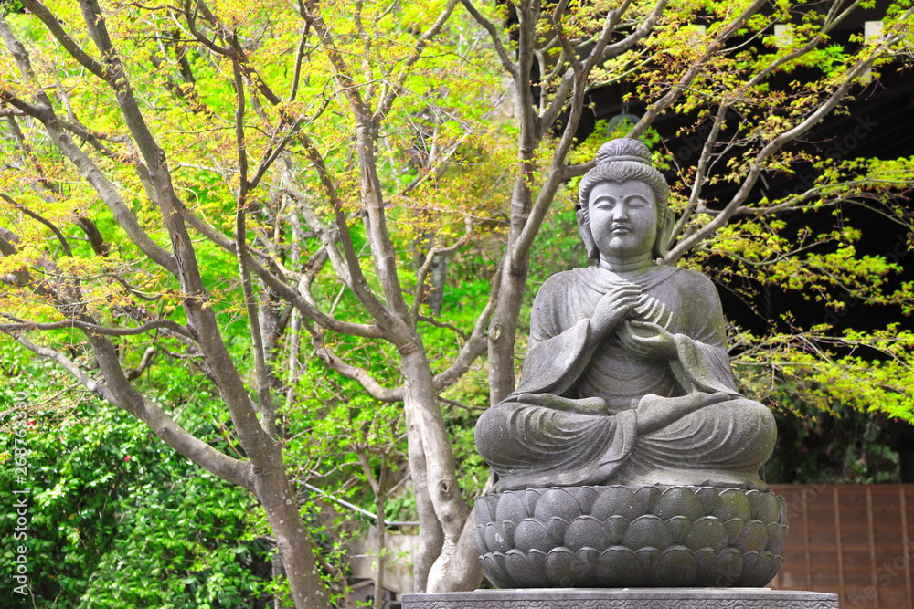 Stone statue of meditating Buddha, Kamakura, Japan