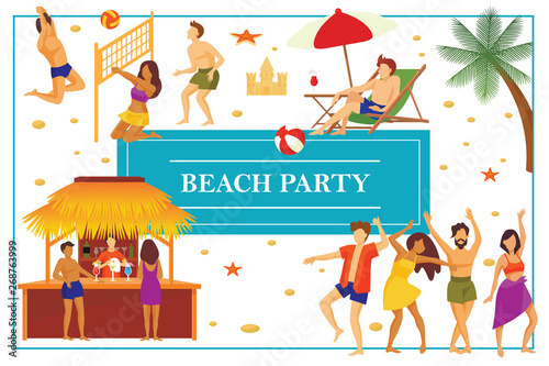 Flat Summer Beach Party Concept