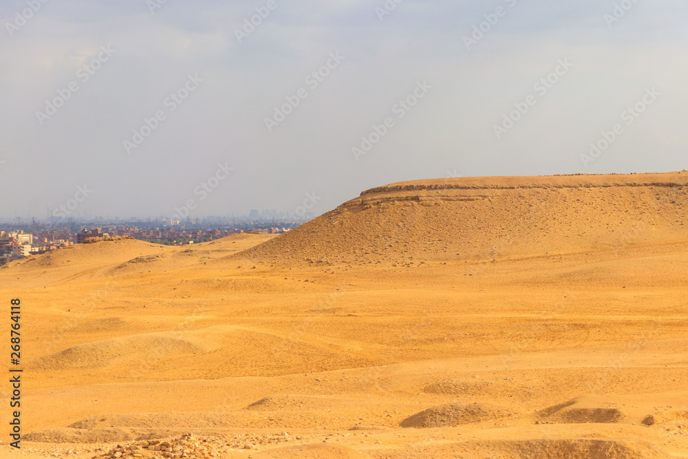 View of Giza plateau in Cairo city, Egypt