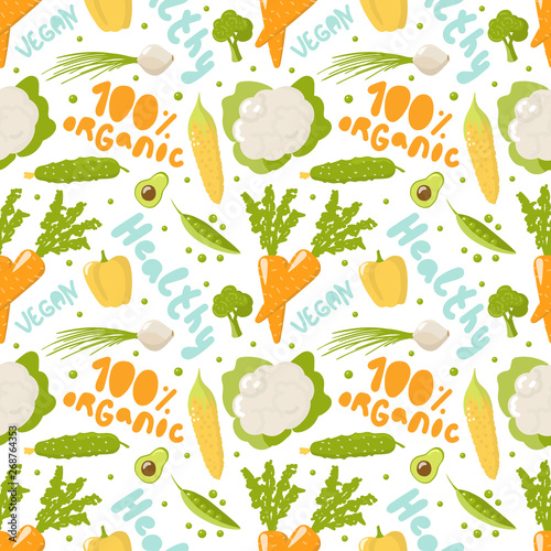 Healthy Food Pattern on white background