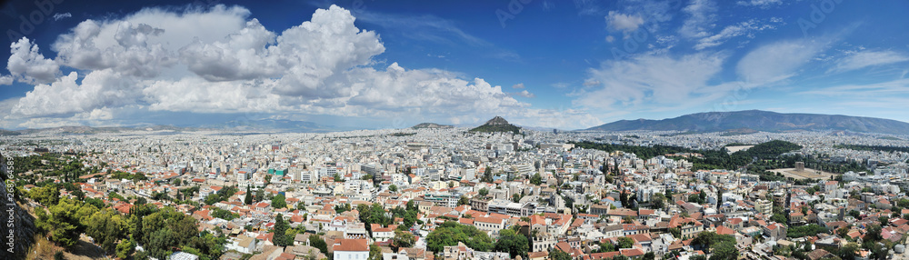 View over the city and the acropolis in Athens, Greece