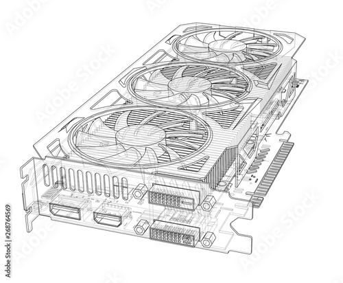 Gpu Card Outline. Vector
