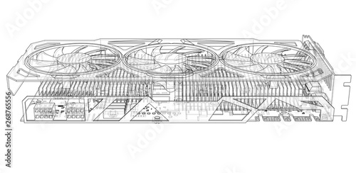 Gpu Card Outline. Vector