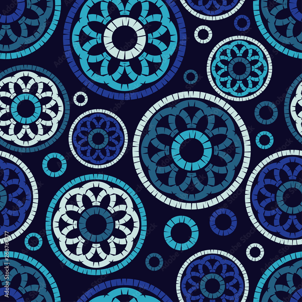 Polka dots seamless pattern. Mosaic of ethnic figures. Patterned texture. Geometric background. Can be used for wallpaper, textile, invitation card, wrapping, web page background. Polka dots seamless pattern. Mosaic of ethnic figures. Patterned texture. Geometric background. Can be used for wallpaper, textile, invitation card, wrapping, web page background.