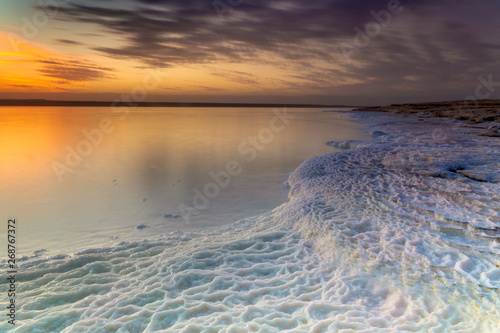 salt and sunset at dead sea