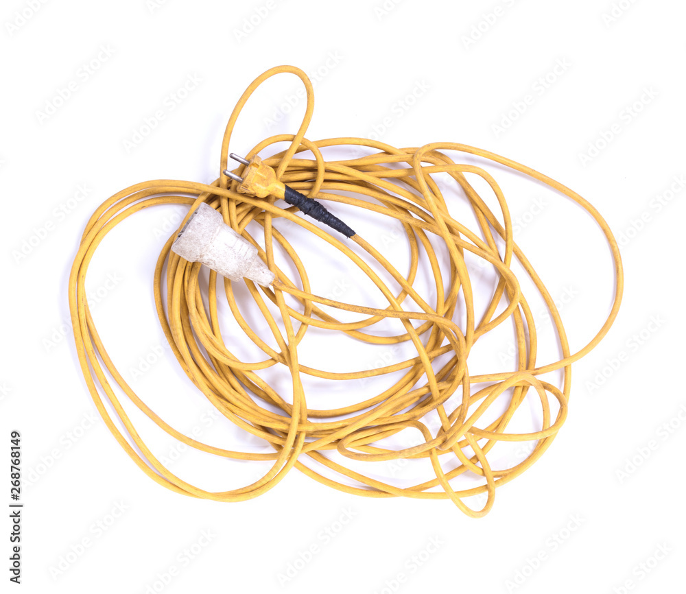 Extension cord, old and probably not safe anymore Extension cord, old and probably not safe anymore