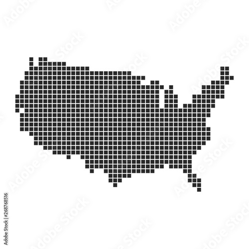 Pixel art design of map of America. Vector illustration.