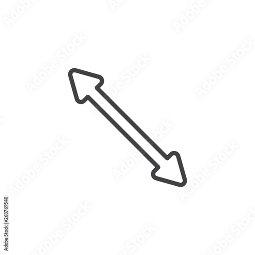 Resize arrow line icon. Two way direction linear style sign for mobile concept and web design. Diagonal arrow outline vector icon. Symbol, logo illustration. Vector graphics