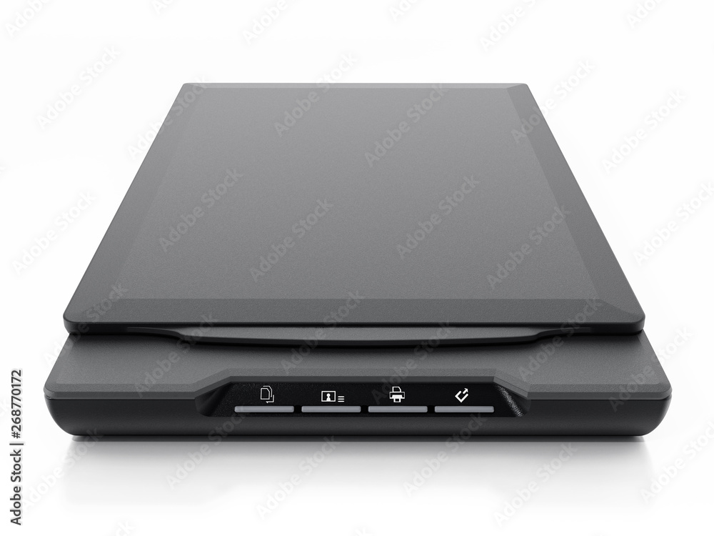Modern scanner isolated on white background. 3D illustration Modern scanner isolated on white background. 3D illustration