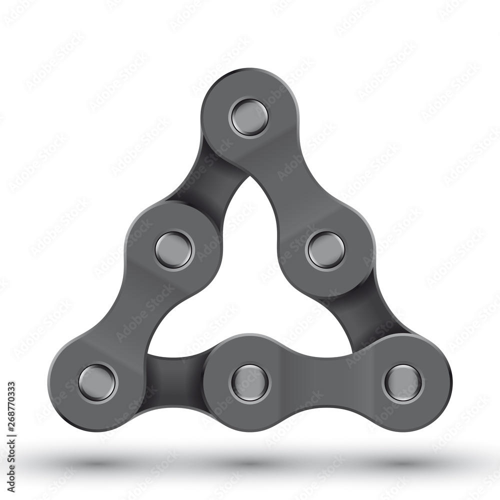 Vector realistic triangle created from bike chain. Isolated on white background. Vector realistic triangle created from bike chain. Isolated on white background.