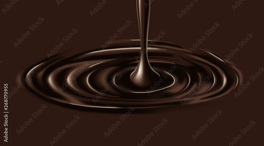 Delicious Chocolate flowing down and splash on brown background Delicious Chocolate flowing down and splash on brown background