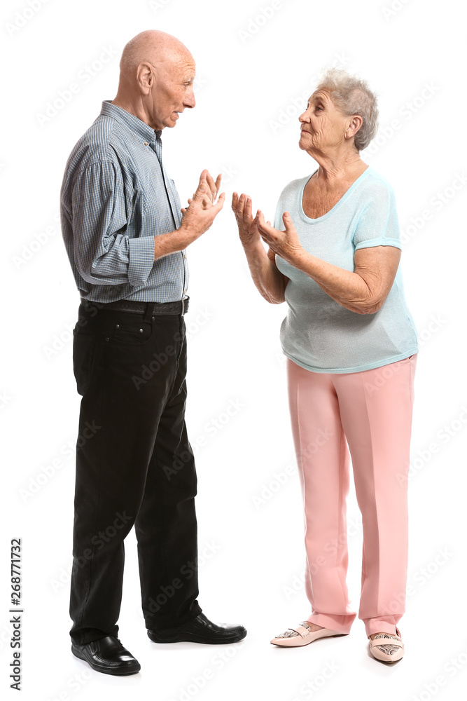 Portrait of senior couple on white background Portrait of senior couple on white background