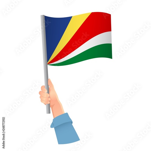 Seychelles flag in hand icon