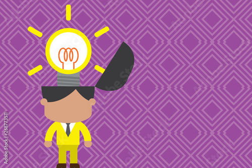 Standing successful man suit necktie surging brilliant innovative solutions Design business concept Empty copy space modern abstract background