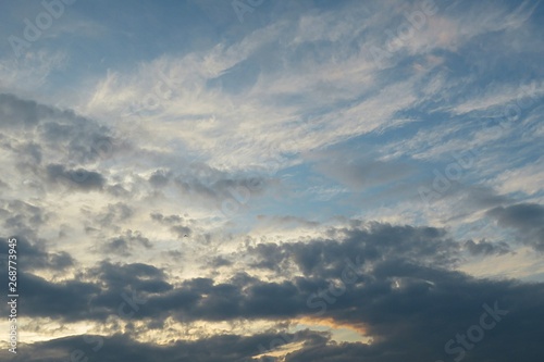 Beautiful blue sky at sunset, natural background 