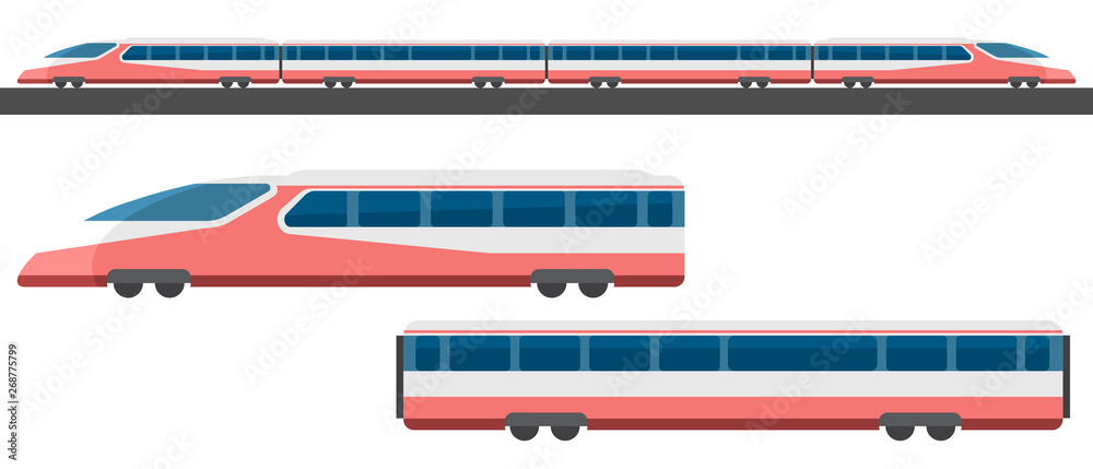 Passenger express train with side view. Vector illustration. Passenger express train with side view. Vector illustration.