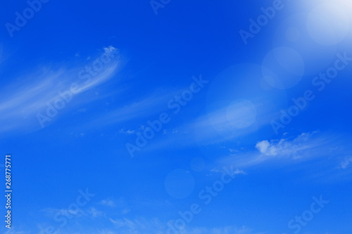 Beautiful blue sky with white clouds. Abstract nature background