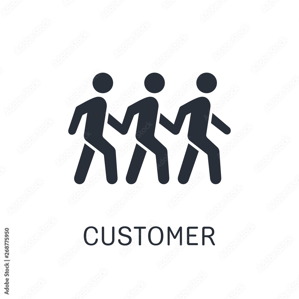 Customer flow. Vector icon. White background. Customer flow. Vector icon. White background.