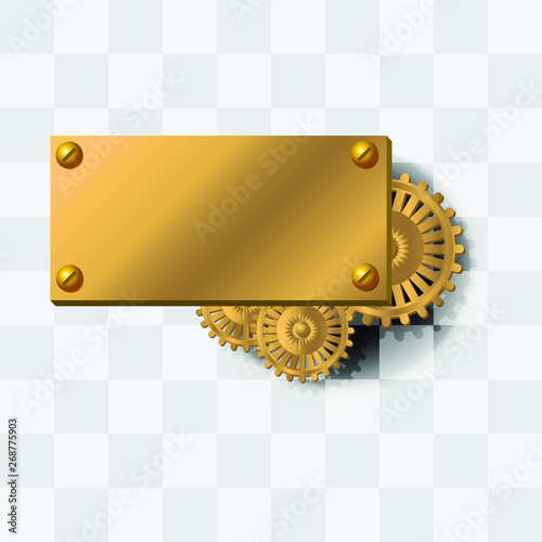 Metal patch bolted to the screws. Vector illustration.