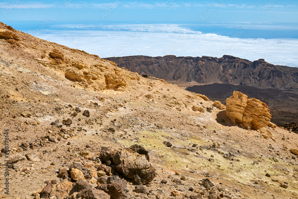 Top of the Mount Teide Volcanic scenery, Teide National Park, Tenerife, Spain. Top of the Mount Teide Volcanic scenery, Teide National Park, Tenerife, Spain.