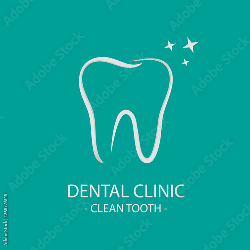 Clean Tooth Dental Clinic Concept - Vector Illustration - Isolated On Monochrome Background