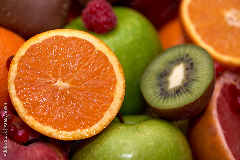 Close-up view group of fruits in restaurant Close-up view group of fruits in restaurant