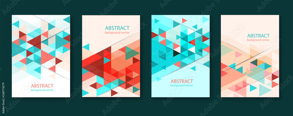Abstract colorful geometric triangular backgrounds. brochure design templates collection with colorful geometric triangular backgrounds. vector modern flyer.
