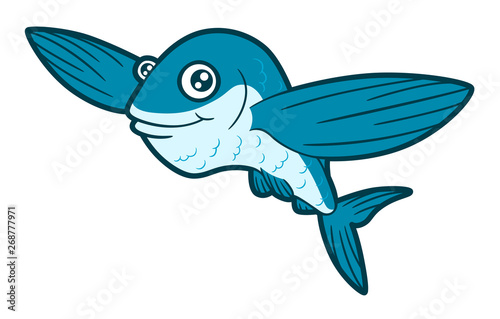 Sweet cartoon flying fish