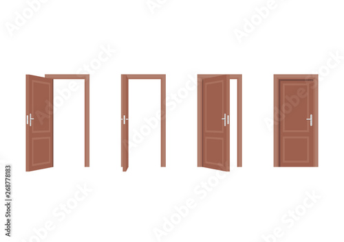 Set of doors opened and closed