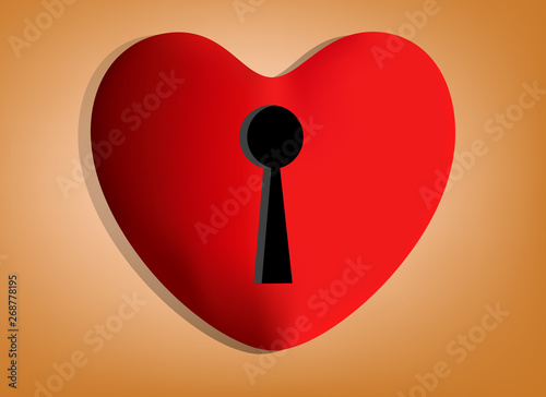 red heart and keyhole vector