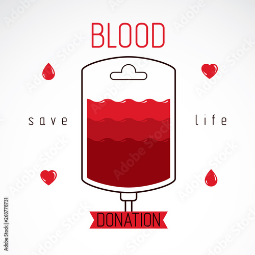 Vector illustration of blood dropper prepared for blood donation. Blood transfusion metaphor, medical care emblem.