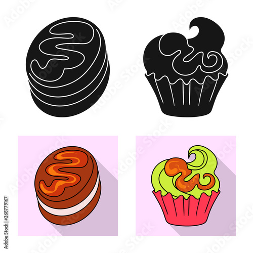 Isolated object of confectionery and culinary sign. Collection of confectionery and product stock symbol for web.