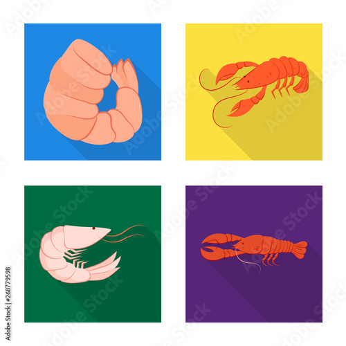 Vector design of appetizer and seafood sign. Collection of appetizer and ocean stock vector illustration. © pandavector