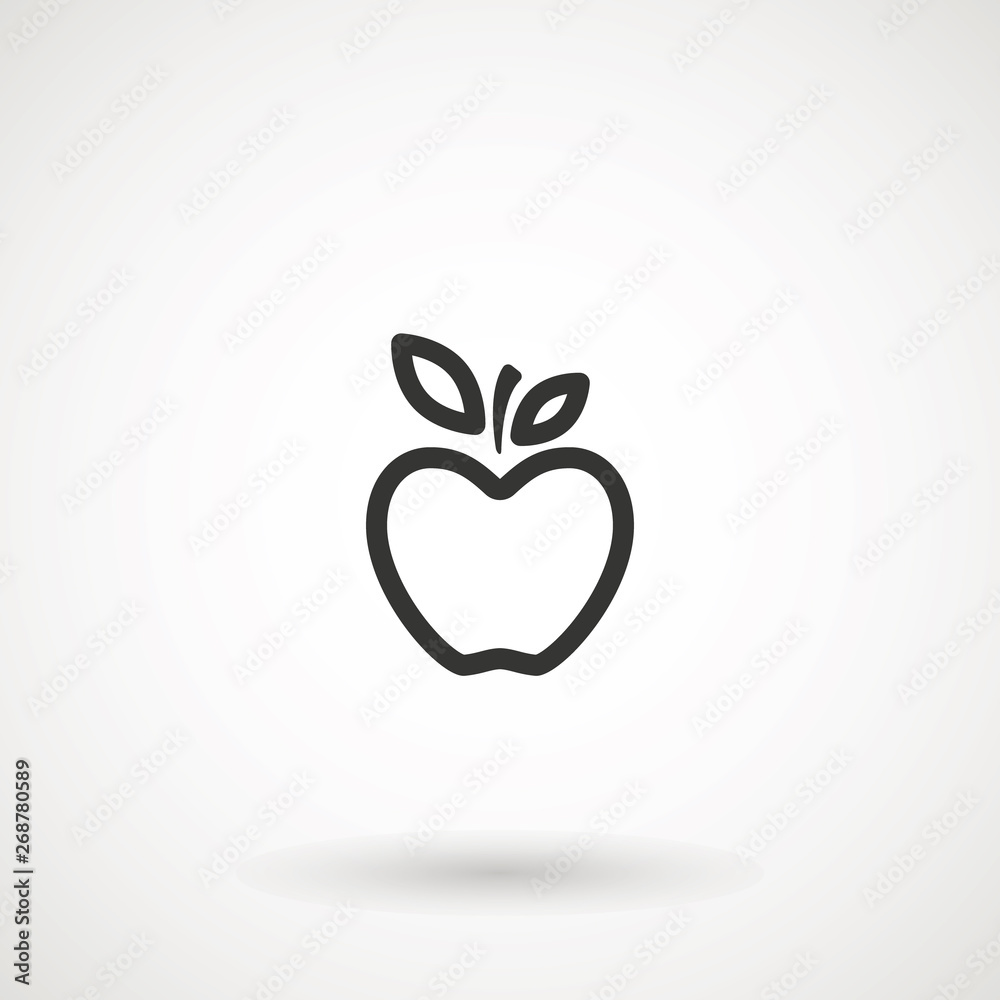 Apple fruit line icon. Organic nutrition healthy food. Hand draw illustration. Apple Isolated on white background. - Vector. Apple fruit line icon. Organic nutrition healthy food. Hand draw illustration. Apple Isolated on white background. - Vector.