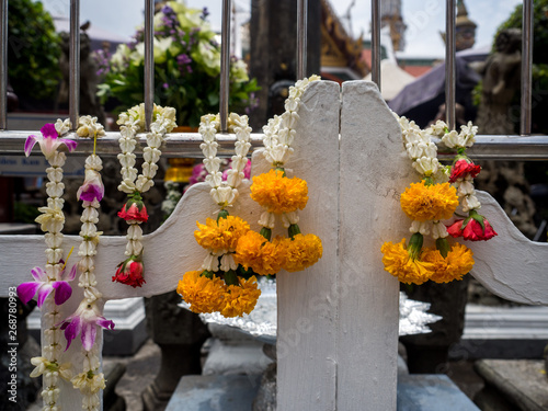 Flower Garland offering in a Temple