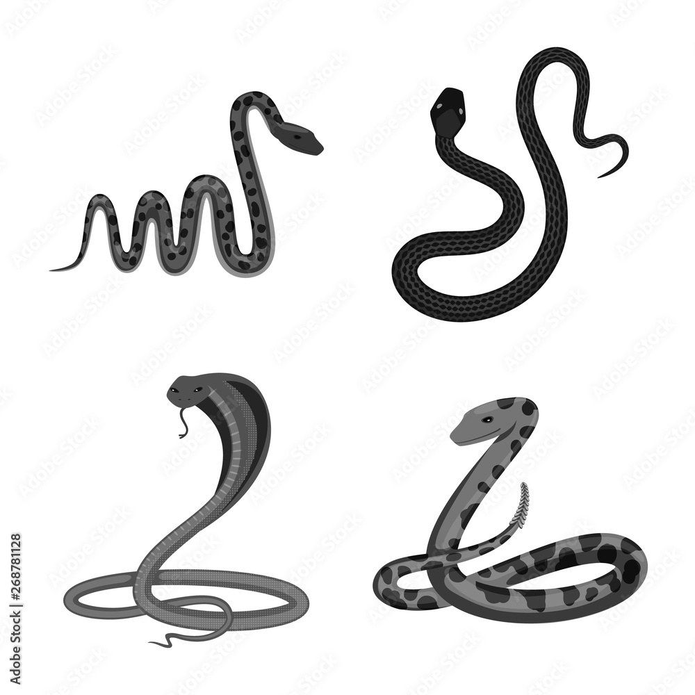 Obraz premium Vector design of harm and bite logo. Set of harm and reptile stock symbol for web.