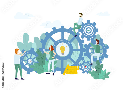 Work process with people and mechanism