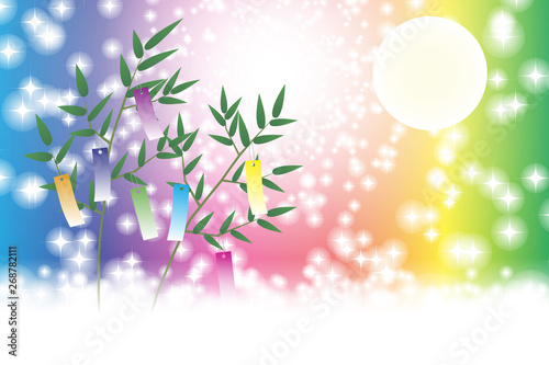 #Background #wallpaper #Vector #Illustration #design #free #free_size #charge_free #colorful #color rainbow,show business,entertainment,party,image  和風素材,七夕祭り,伝統,短冊,竹飾り,夏,天の川,星空,キラキラ,七月,イラスト,無料,夜空,背景