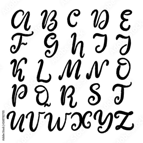 Hand drawn lettering font, alphabet