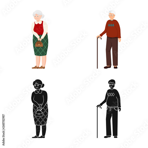 Vector illustration of character and avatar  sign. Set of character and portrait stock symbol for web.