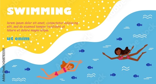 Summer swimming beach sea template