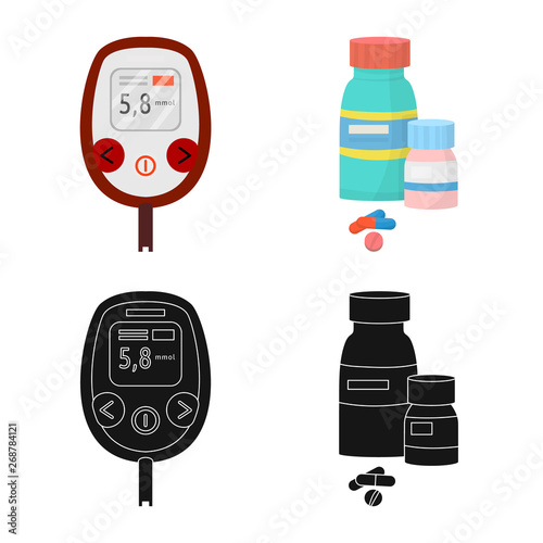 Vector illustration of diet and treatment  logo. Collection of diet and medicine stock vector illustration.