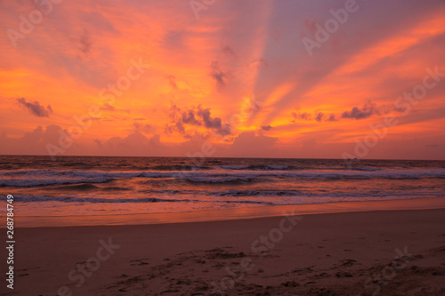 Pink sunset on the beach in Thailand © antonburkhan