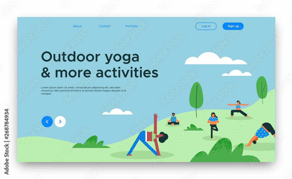 Fototapeta premium Outdoor yoga web landing page template