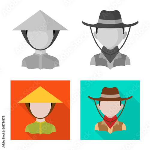 Vector design of imitator and resident sign. Set of imitator and culture stock symbol for web.